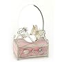 Chrome Wire & Glass Butterfly Design Plus Oval Mirror Pink Jewellery Box 14319