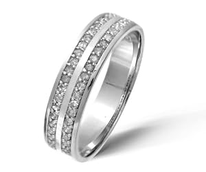 Bague Femme - Or Blanc 375/1000 (9 Cts) 2.5 Gr - Diamant 0.006 Cts - T 49