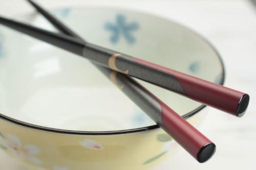 Moon in Gold on Gray and Maroon Japanese Style Childrens Chopsticks; 1 Pair