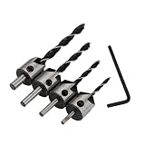 【ノーブランド品】4本　ネジ穴　ドリルビット　ねじ　木工　面取り　ツール　3〜6mm