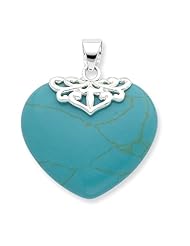 Genuine .925 Sterling Silver Turquoise Heart Stone Pendant. 100% Satisfaction Guaranteed.