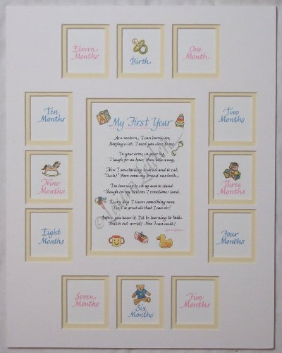 Baby's First Year Picture Photo Mat (White/Yellow) - no Frame Baby's First Year Picture Photo Mat (White/Yellow) - no Frame