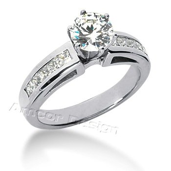 41f2c1GnISL 14K White Gold Round & Princess Cut Diamond Promise Engagement Ring (1.35ct.tw, HI Color, SI2 3 Clarity)