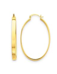 4mm, 14K Yellow Gold Large Oval Hoop Earrings, 45mm (1 3/4")
