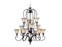 Kenroy Home 80297MBZ Leafston Twelve-Light Chandelier with 7-Inch Glass Shades