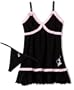 Baby Phat Women's Ruffle Babydoll Thong Set,Black,Small