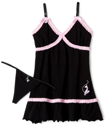 Baby Phat Women's Ruffle Babydoll Thong Set