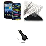 IMAGE OF EMPIRE Verizon Samsung Stratosphere Black with Multi Color Zebra Stripes Rubberized Design Hard Case Cover + Universal Screen Protector + Retractable Car Charger (CLA) [EMPIRE Packaging]
