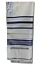 100% Wool Tallit Prayer Shawl in Blue and Silver Stripes Size 24
