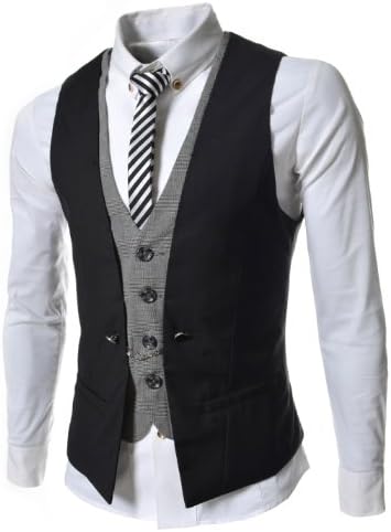 VE34 TheLees Mens premium layered style slim vest waist coat