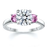 3.51 ct Round Diamond W Round Pink Sapphire Ring 18K
