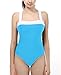 Vintage One Piece Bathing Suits Monokini Swimsuit Push Up Padded Swimwear for Women Blue