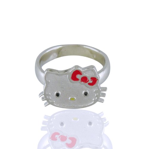 Hello Kitty Sterling Silver Red Enamel Ring. Size 4