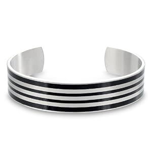 Stainless Steel Polished Black Plated Horizontal Design Cuff Bracelet