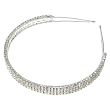 4 Row Clear Crystal On Silvertone Double Hairband