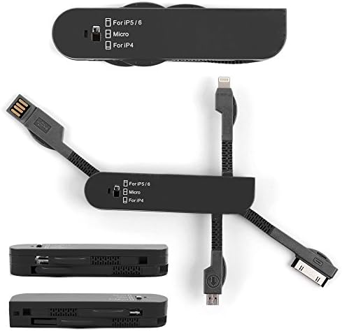 DURAGADGET 3-in-1 USB Charger Adapter with Apple 30 Pin, Apple Lightning &amp; Standard Micro USB Connectors in Black for the Dylan COCOON Portable Wireless Bluetooth Speaker