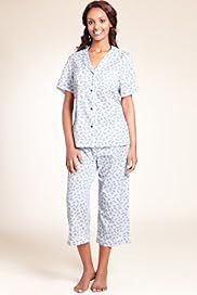 Pure Cotton Revere Collar Ditsy Floral Cropped Pyjamas