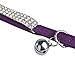 BINGPET Adjustable Cat Collar Soft Velvet Safe Collars Bling Diamante with Bells, Purple