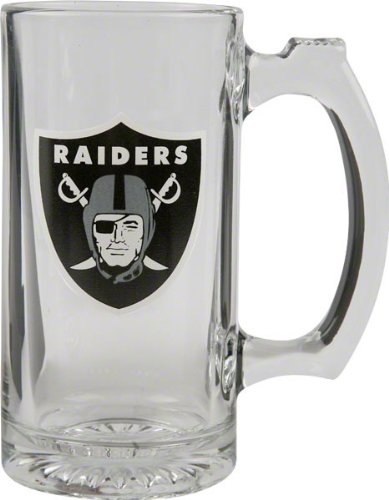 Oakland Raiders Beer Mug: 3D Logo Glass Tankard
