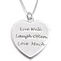 Sterling Silver Live Well - Laugh Often - Love Much Heart Pendant on 16in Necklace