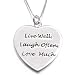 Sterling Silver Live Well - Laugh Often - Love Much Heart Pendant on 16in Necklace