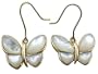White Mother Of Pearl Pure Butterfly Earrings, 14k Gold