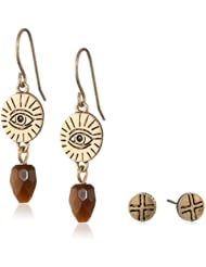 The SAK Disc Duo Tigereye Drop Earrings Jewelry Set