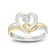 Always In My Heart Engraved Heart-Shaped Diamond Ring: Romantic Jewelry Gift For Her by The Bradford Exchange