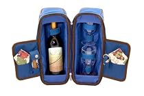 Picnic Time Estate Insulated Wine Tote, with Service for 2, Vista Blue