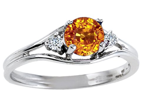 Buy 0.69 cttw Genuine Citrine and Diamond Ring - 14kt White or Yellow Gold by Finejewelers