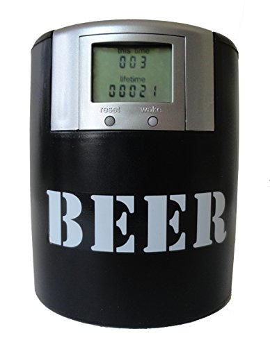 Bevometer The Only Can Coolie That Counts! "BEER" Koozie, Black/Silver