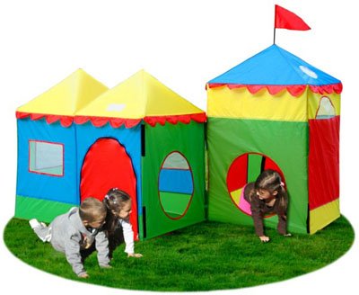 New Gigatent Cameraelot Village two in one play tent combination of fiberglass/hub set up easy/quick