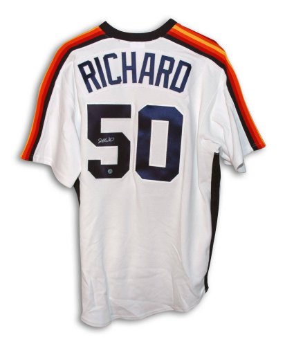J.R. Richard Houston Astros White Majestic Jersey Autographed - Autographed MLB Jerseys