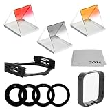 Essentials Kit for Cokin P Series - Includes: Graduated Color Square Filters (Red, Orange, Grey) + Square Filter Holder + Square Filter Lens Hood + 52MM, 58MM, 62MM and 67MM Adapter Rings + Premium Goja Microfiber Lens Cleaning Cloth