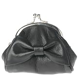 Anaphora Black Leather Bow Coin Purse Annabel