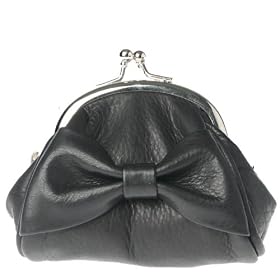 Anaphora Black Leather Bow Coin Purse Annabel