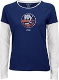 New York Islanders Women's Sequin Logo Long Sleeve Layered Tissue Tee
