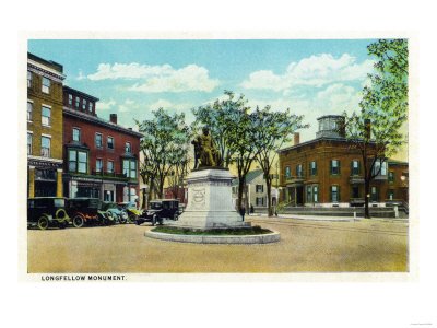 Portland, Maine - View of Longfellow Monument and Longfellow Square