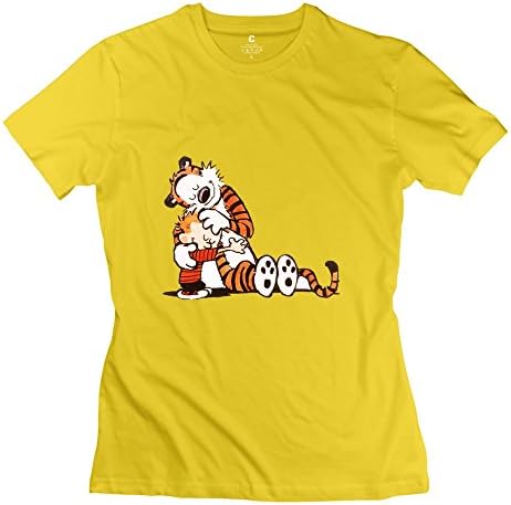 C-DIY Women's Tees Funny Calvin And Hobbes Tiger XXL Yellow