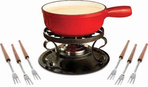 Swissmar Red 9-Piece Lugano Cheese Fondue Set