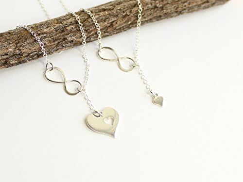 Sterling Silver Mother and Daughter Infinity Cut Out Heart Necklace Set