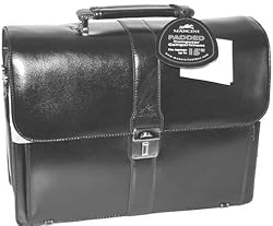Mancini Black Leather Triple Compartment Laptop 15.4"