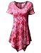 Doublju Women Short Sleeve Scoop Neck All Over Tie-dye Tunic Top