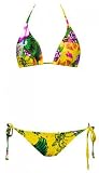 NSB704 2pc Bikini Set Yellow Tattoo Print