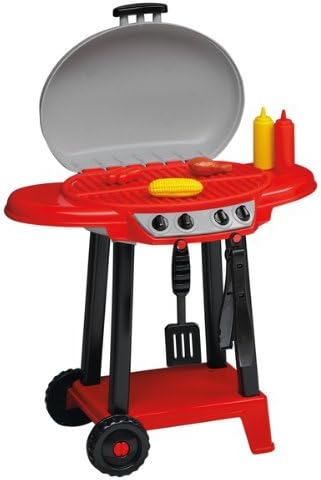 Toddlers Pretend Play Indoor/Outdoor BBQ Grill,Includes Tongs,Spatula,Ketchup,Mustard,Hot Dog,Corn and Chicken.Made In USA. by American Plastic