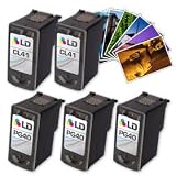 Canon PG-40 & CL-41 Remanufactured Combo Set - 3 Black PG-40 and 2 Tri-Color CL-41 + Free 20 Pack of LD Brand 4x6 Photo Paper by LD Products