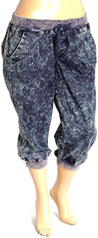 Womens french terry capri dark acid wash in plus size (3X)