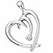 Jeweled Stainless Steel Casting Pendant Heart Shape (Stainless Steel Chain Included)