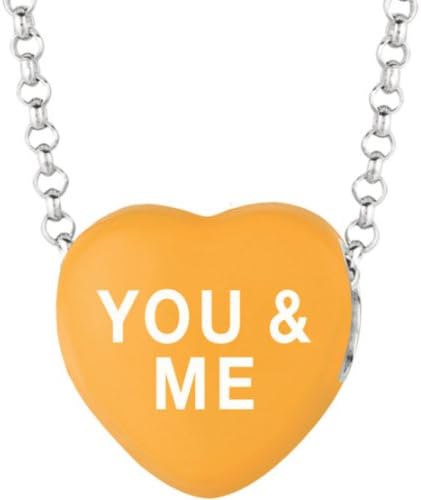 Orange 16.25X17.00 mm, Sweethearts¨ "You & ME" Enamel Heart Shaped 16" Necklace
