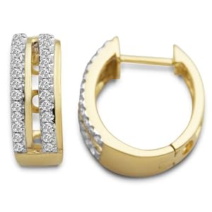 Miore 9ct Yellow Gold Diamond Set Hoop Earrings SA916E